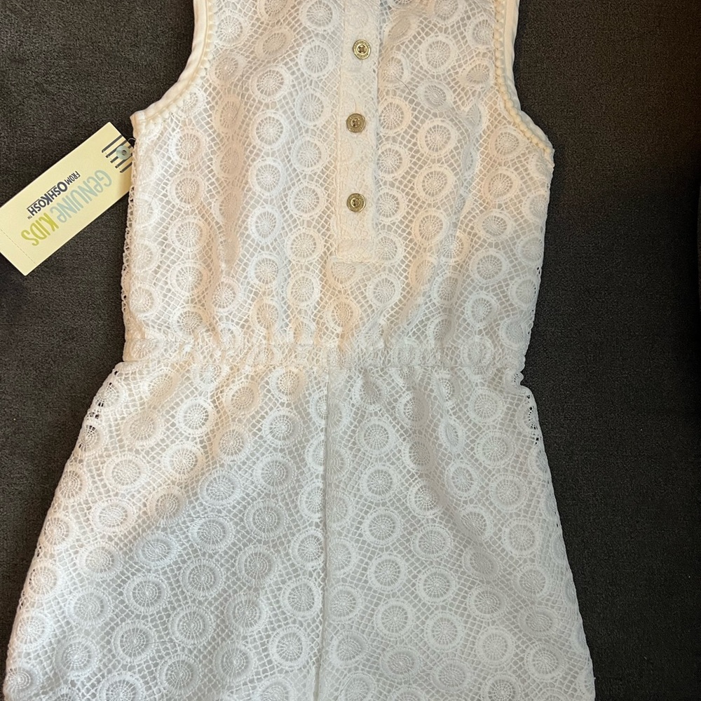Girls white lace romper NWT